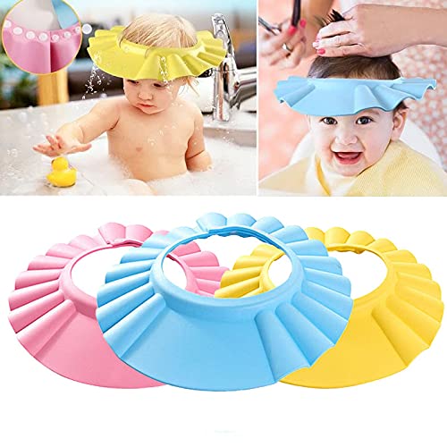 Gorro de Ducha para Bebé,3 gorro de ducha de bebé,Gorra de Ducha de bebé,Sombrero de champú de baño Ajustable,Evite que el Agua Fluya a Ojos y de la Cara