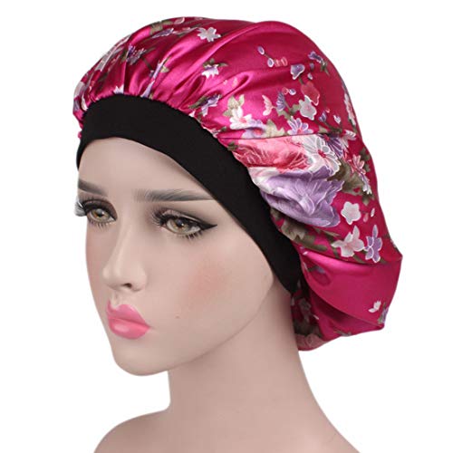 Gorro de satén Floral para la Noche para el Cabello Rizado Banda elástica Cuidado del Cabello Gorro para Dormir (#4)