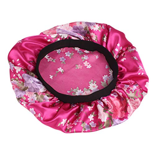 Gorro de satén Floral para la Noche para el Cabello Rizado Banda elástica Cuidado del Cabello Gorro para Dormir (#4)