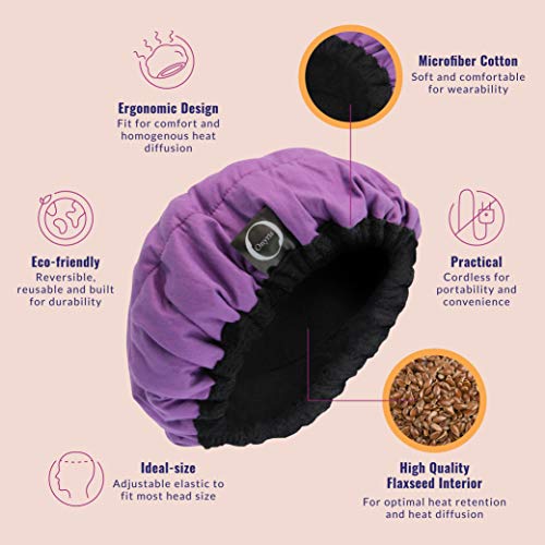 Gorro Termico para Mascarilla 100% Natural con Semillas de Lino, Gorro Termico Peluqueria, Gorro Microondas, Gorra Termica Mujer Inalámbrico para Todo Tipo y Textura de Cabello, Gorro Semillas