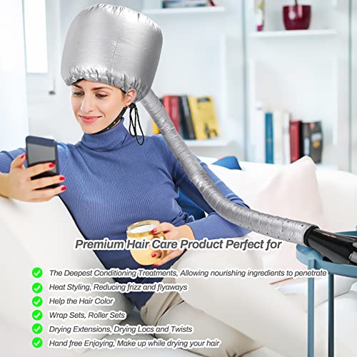 Gorro tipo casco para secar el pelo, Welltop gorro de secado suave, vaporizador de pelo ajustable sin manos, utilizado para secar, peinar, rizar y acondicionar profundamente