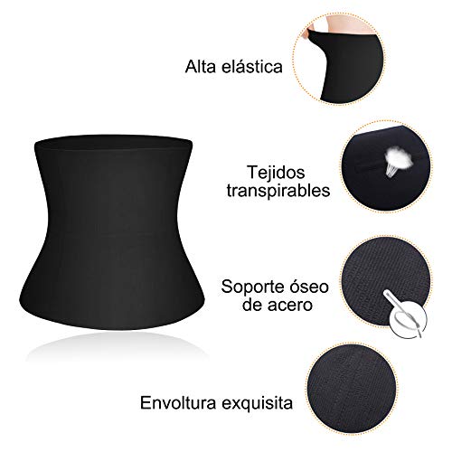 Gotoly Entrenador de Cintura para Mujer Fajas Reductoras Faja Moldeadora para Control de Abdomen Cinturón sin Costuras para Recuperación Posparto Waist Trainer (Negro, Medium)