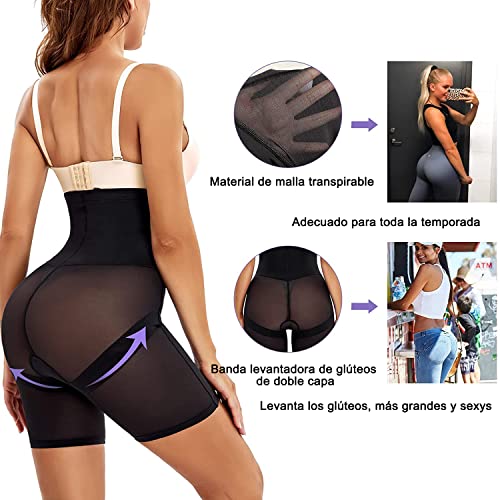 Gotoly Mujer Braga Faja Pantalón Reductora Shapewear Cintura Alta Control de Barriga Levanta Glúteos Lencería Braguita Moldeadora Body Reductor Body Shaper para Mujer (Negro, M)