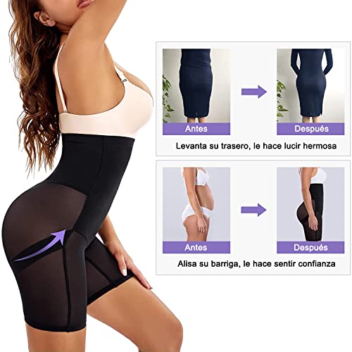 Gotoly Mujer Braga Faja Pantalón Reductora Shapewear Cintura Alta Control de Barriga Levanta Glúteos Lencería Braguita Moldeadora Body Reductor Body Shaper para Mujer (Negro, M)