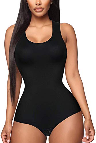 Gotoly Mujer Corsé Shaperwear Bodysuits Fajas Reductoras Mono sin Mangas con Cuello Redondo Corset Reductor Cintura Modelador de Cuerpo Completo (Negro, 3X-Large)