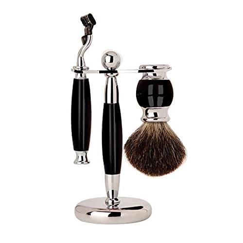 GOUDAN-QIU Set de afeitadora de barba for hombre,maquinilla de afeitar manual profesional,for hombres,incluyendo maquinilla de afeitar de doble cara,acero inoxidable,cepillo de afeitado for el cabello