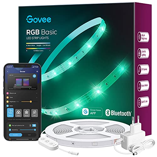 Govee Tiras LED 15M, Luces LED Bluetooth Control de App con 64 Modos de Escena y Sincronización de Música, Tira LED RGB para Habitacion, Cocina, Fiesta, Bricolaje, Decoración del Hogar