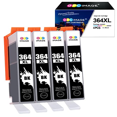 GPC Image 364XL Compatible para HP 364 364 XL Cartuchos de Tinta para HP Photosmart 5520 5510 5522 5524 6510 6520 7510 7520 B010a HP Officejet 4620 4622 HP Deskjet 3070A 3520 (4 Negro)