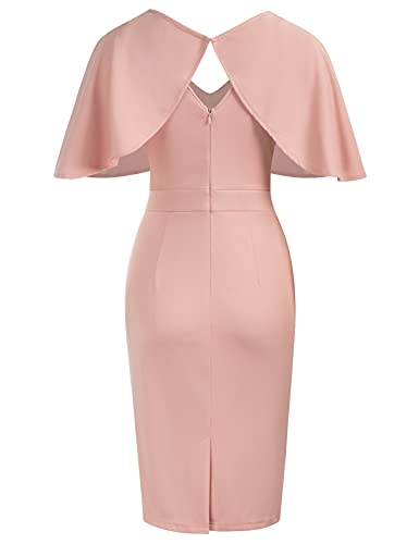 GRACE KARIN Vestido Ceremonia La Mujer Rosa Cuello Crew Sexy Bodycon Sheath Midi Vestido Otoño Cóctel L