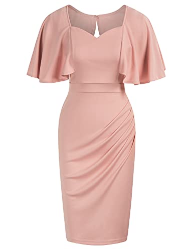 GRACE KARIN Vestido Ceremonia La Mujer Rosa Cuello Crew Sexy Bodycon Sheath Midi Vestido Otoño Cóctel L