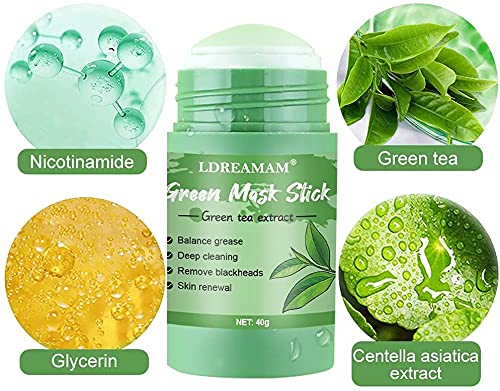 Green Mask Stick,Green Tea Cleansing Mask,Mascarilla Limpiadora Facial,Eliminación profunda de puntos negro,Purifica la piel, Mejora la sequedad de la piel(2 PACK)