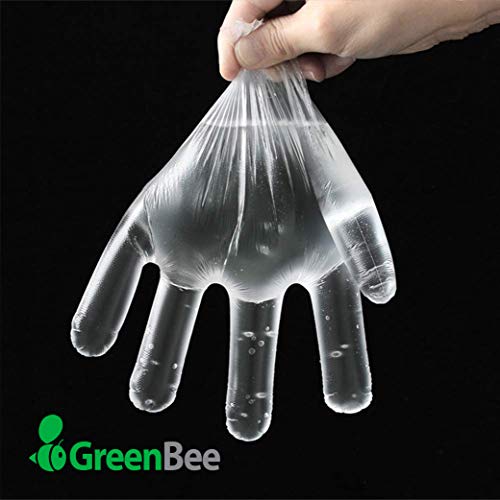 GreenBee 1000 Guantes Desechables - Guantes Plastico Desechables - Guantes Polietileno de Calidad Alimentaria para Comida Manualidades Limpieza Pelo Tinte y Mucho Más - Transparente, Tamaño Grande