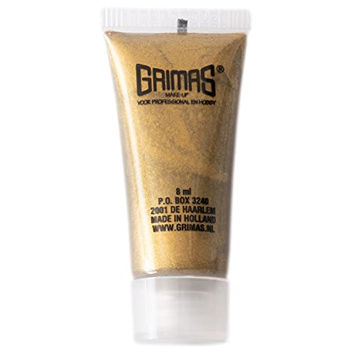 Grimas Maquillaje líquido perlado, 8 ml, dorado brillante, maquillaje facial líquido, secado rápido, cobertura perfecta, máxima calidad, sin perfume, sin gluten