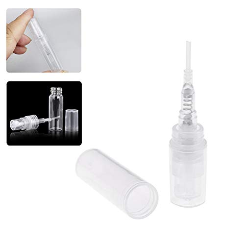 GROOMY Embotellado, 100Pcs Mini Clear 2ml Botella de Spray Recargable de plástico Atomizador de Muestra de Perfume