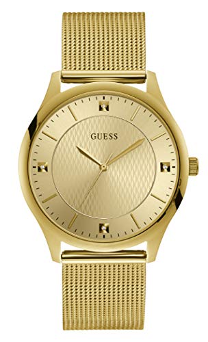 GUESS Men's Analog Quartz Watch with Stainless Steel Strap, Gold, 18 (Model: GW0069G2)