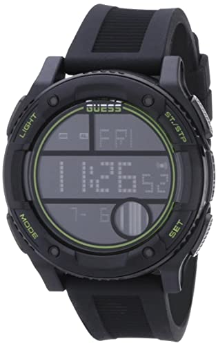 GUESS Men's Stainless Steel Quartz Watch with Silicone Strap, Black, 24 (Model: GW0225G3)