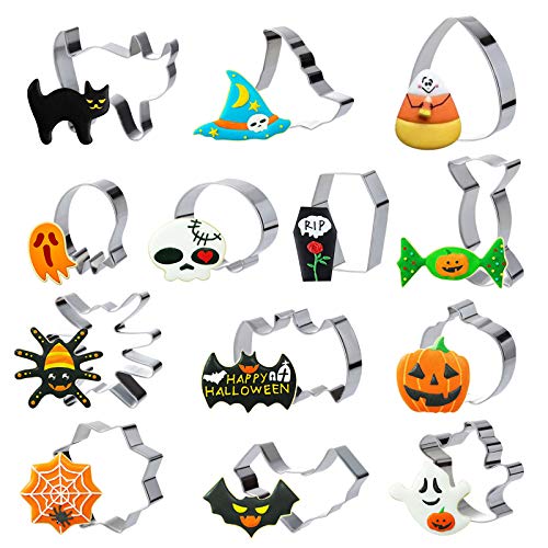 GWHOLE 13 piezas Moldes Galletas Halloween Cortadores Halloween de Galletas de Acero Inoxidable para Chuches Galletas Cookies Fondant Pasteria Halloween