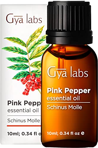 Gya Labs aceite esencial de pimienta rosa para aliviar el dolor - Aceite de pimienta rosa natural para energía - 100 grado terapéutico puro para aromaterapia - 10 ml