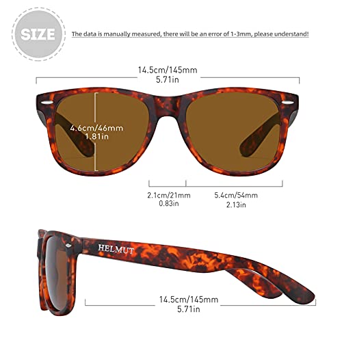 H HELMUT JUST Gafas de Sol para Hombre y Mujer Cuadrado Polarizadas Clásico Wayfarer Anti Reflejos Montura de TR90 Ligero Marrón