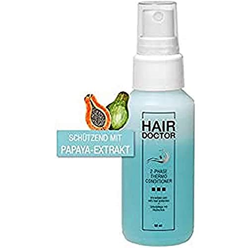 Hair Doctor Acondicionador térmico profesional de 2 fases, antiencrespamiento y protección contra el calor, con extracto de papaya, tamaño de viaje, 50 ml