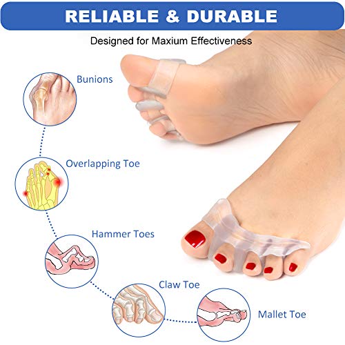 Haofy Gel Separadores de Dedos del Pie, Separador Dedos Pie Silicona para Hallux Valgus Dedos de Martillo, Correctores de dedos del pie para Alivio del Dolor de Pie, Ajuste Ballet Yoga Atletas - 1 Par