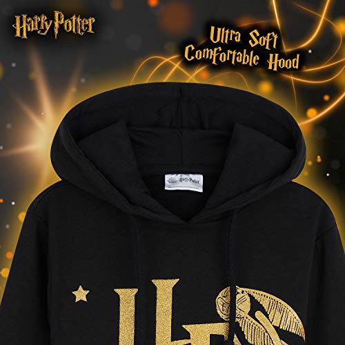 HARRY POTTER Sudadera Niña, Ropa para Niña de Algodon 100%, Sudadera Negra con Capucha, Regalos Niñas y Adolescentes Edad 5-14 Años (Negra, 9-10 años)