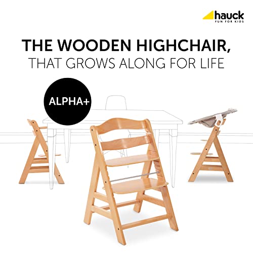 Hauck Trona Alta de Madera Alpha +, Regulable, Apto para Recien Nacidos Combinando con el Newborn Set Alpha Bouncer (disponible por separado) / Marrón Natural