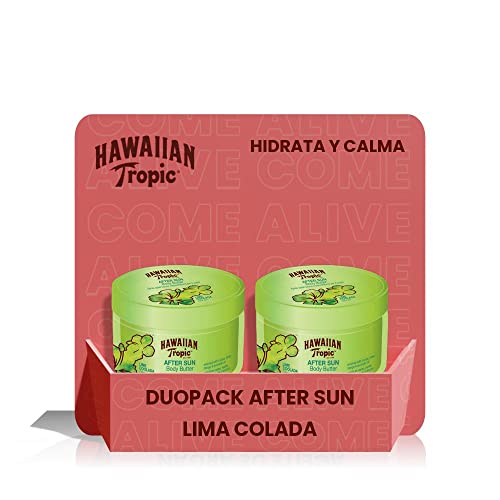 Hawaiian Tropic After Sun Body Butter Lime Colada - Duopack Crema Corporal After Sun con aroma Lima Colada, Fórmula hipoalergénica de hidratación intensa, Formato 200 ml - 2 unidades