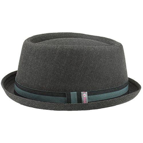 Hawkins Tweed Pork Pie HAT con banda de rayas gris oscuro