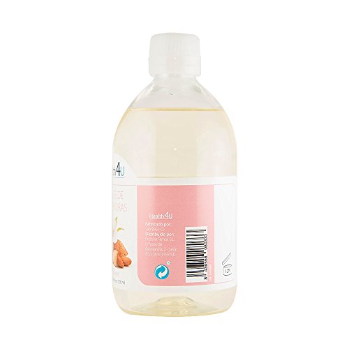 Health4U Aceite De Almendras Dulces - 100% Puro, Natural, Prensado En Frío Equilibra La Piel, Hidrata Cabello, Cuerpo Y Uñas Aceite Esencial Para Masajes Bote, 500 Mililitro