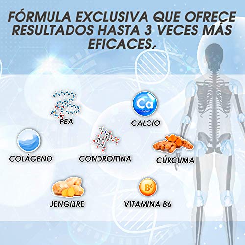 Healthy Fusion Potente e innovador tratamiento Antiinflamatorio, Analgésico y Regenerador - Con PEA Cúrcuma, Condroitina y Colágeno, Acaba con el dolor continuo o neuropático, 90 cápsulas