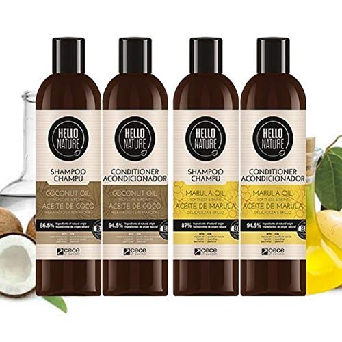 Hello Nature Coconut Oil Conditioner | Acondicionador de Aceite De Coco 300 ml | Acondicionador Pelo Dañado |Ideal para Cabello Seco | Humectación y Reparación