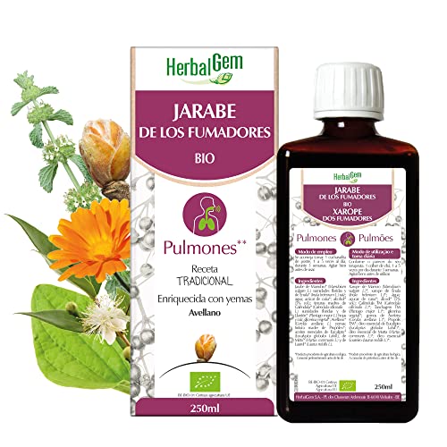 HerbalGem Jarabe de los Fumadores, Ayuda a Despejar las Vías Respiratorias, Facilita la Respiración, Acción Rapida y Eficaz, Remedio 100% Natural y Bio, 250 ml