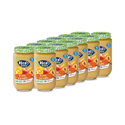 Hero Baby - Tarrito de Frutas Variadas, Ingredientes Naturales, para Bebés a Partir de los 4 Meses - Pack de 12 x 235 g