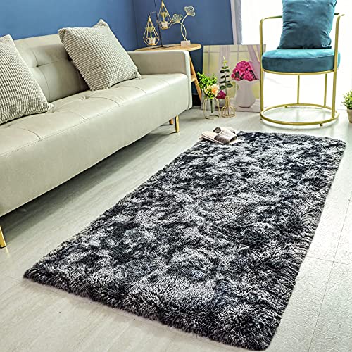 HETOOSHI alfombras mullidas de súper Suaves y mullidas de Terciopelo Linda Alfombra de Dormitorio mullidaAdecuado para salón Dormitorio baño sofá Silla cojín，Espesamiento Lujoso（Gris Oscuro，80x120cm）