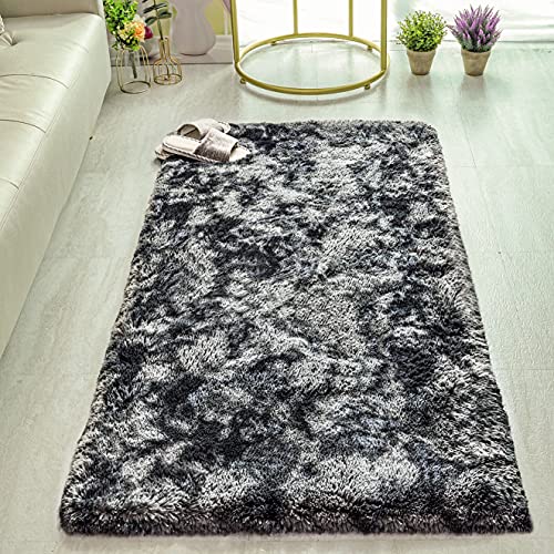 HETOOSHI alfombras mullidas de súper Suaves y mullidas de Terciopelo Linda Alfombra de Dormitorio mullidaAdecuado para salón Dormitorio baño sofá Silla cojín，Espesamiento Lujoso（Gris Oscuro，80x120cm）