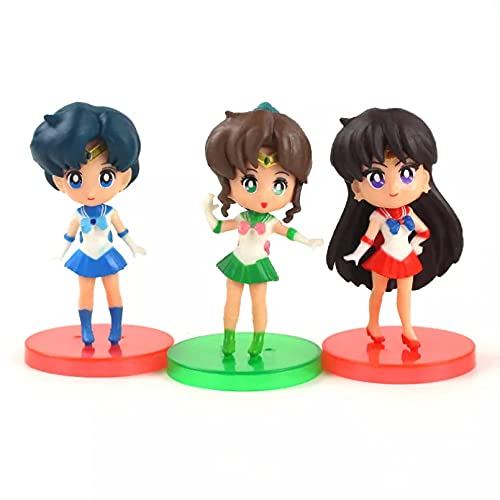 HHAA Figuras Anime 5 Unids/Lote 8 Cm Sailor Moon Figura Juguetes Serenity Tsukino Uranus Neptune Mercury Júpiter Modelo Muñecas Regalos para Niñas