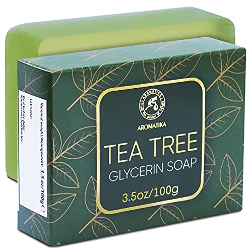 Hidratante Jabón de Árbol de Té para Cuidado del Cuerpo, Cara & Manos - Jabón Suave Árbol de Té 100g para Todo Tipo de Pieles - Tea Tree Oil Soap