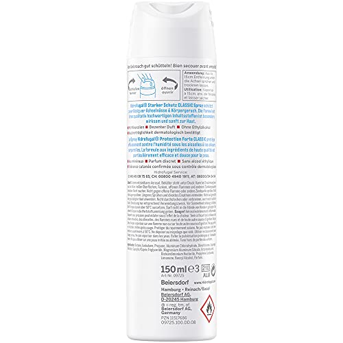 Hidrofugal Classic Spray (150 ml), fuerte protección antitranspirante con aroma discreto, desodorante en spray para una protección fiable sin alcohol etílico.