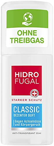 Hidrofugal Pulverizador clásico (55 ml), fuerte protección antitranspirante con aroma discreto, desodorante en spray para una protección fiable sin alcohol etílico