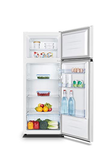 Hisense RT267D4AWF - Frigorífico Dos Puertas, Capacidad 205 L Neto, Cíclico, Alto 143 cm, Tirador Integrado, Puertas Reversibles, Congelador 4 Estrellas, Silencioso 40 dBA, Color Blanco