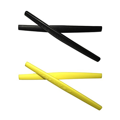 HKUCO Black/Yellow Replacement Silicone Leg Set For Oakley Square Wire 2.0 Sunglasses Earsocks Rubber Kit