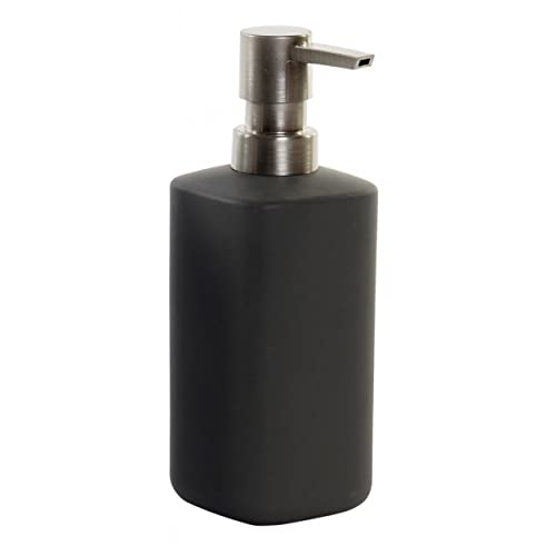 HOGAR Y MAS Dosificadores de Jabón Mate en Cerámica para Baño o Cocina, Dosificador de Jabón Manos/Ducha 7x19 cm - Gris Oscuro