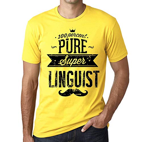 Hombre Camiseta Vintage T-Shirt Gr��Fico 100% Pure Linguist Amarillo