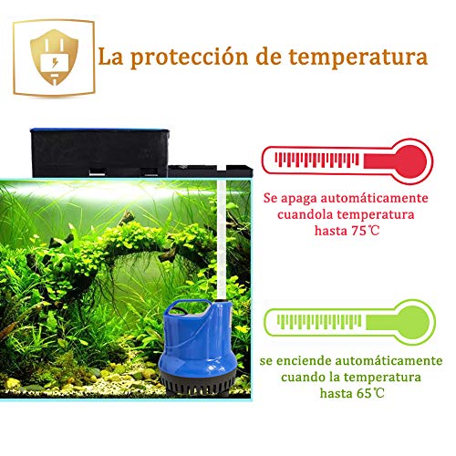 Homvik Bomba de Agua Sumergible 3000L/H 60W con 3 Boquillas Bomba de Agua para Fuente Acuario Estanque Pecera Ultra Silencioso Circulación de Agua Dulce y Marino 3.5m de Altura - Azul