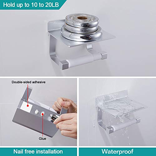 Hoomtaook Portarrollos para Papel Higiénico Portarrollos Baño Adhesivo Portarrollo para Papel Higiénico, Autoadhesivo, Aluminio, Acabado Mate