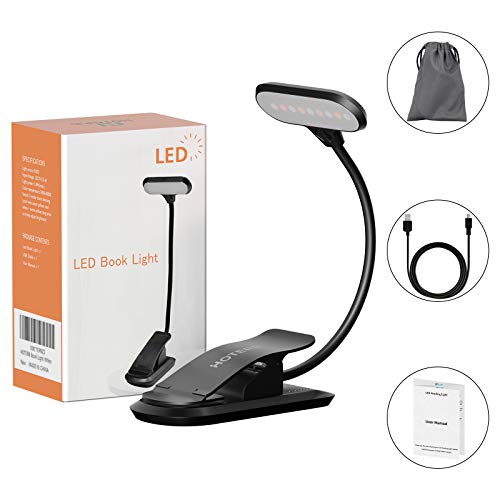 HOTERB Luz de Lectura,Lampara Lectura 9 LED 3 Modos Luz de Libro con Sensor Táctil,Libro Luz Led Iluminación para Lectura 360 ° Flexible Lampara para Leer en la Cama,Tablet,Libro,PC,Negro