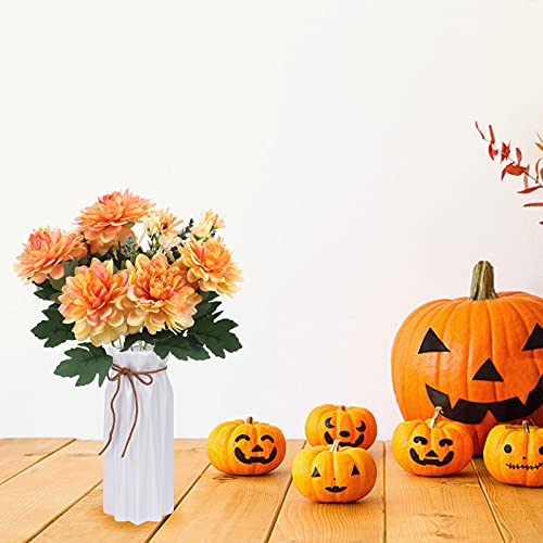 HUAESIN Ramo de Flores Artificiales Margaritas Decoracion 10 Cabezas Flor Naranja Artificial de Seda para Otoño Decoracion Halloween Navidad Todos los Santos Jarrones Boda Fiesta Mesa Hogar