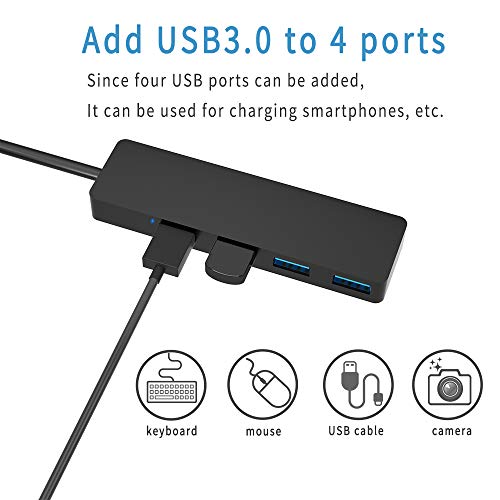 Hub USB 3.0, 4 Puertos USB Extra Delgado Ultraligero, Concentrador de Datos Adaptador USB Compatible con MacBook Air/Pro/Mini, iMac,MacPro,PS4,Xbox,Surface Pro,XPS,PC,Unidades Flash USB,Mobile HDD