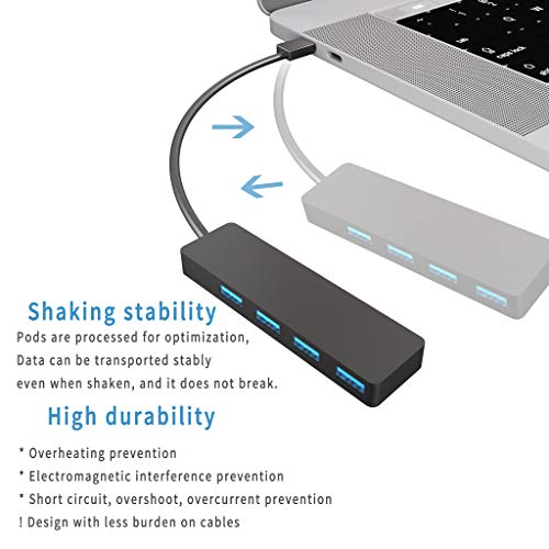 Hub USB 3.0, 4 Puertos USB Extra Delgado Ultraligero, Concentrador de Datos Adaptador USB Compatible con MacBook Air/Pro/Mini, iMac,MacPro,PS4,Xbox,Surface Pro,XPS,PC,Unidades Flash USB,Mobile HDD